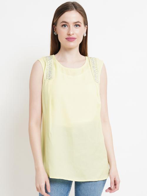 women yellow polyester regular top - 21324754 - Very Small Image - 1