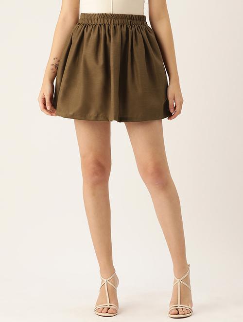 women brown cotton blend a-line skirt - 21332542 - Very Small Image - 1