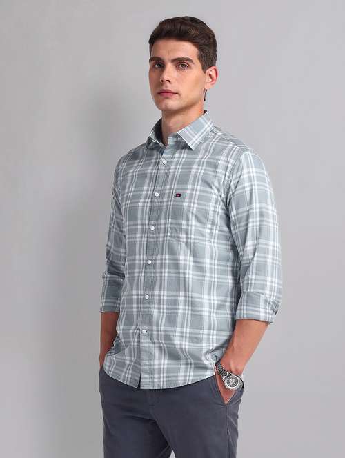 men long sleeve checks casual shirt - 21338417 - Very Small Image - 1