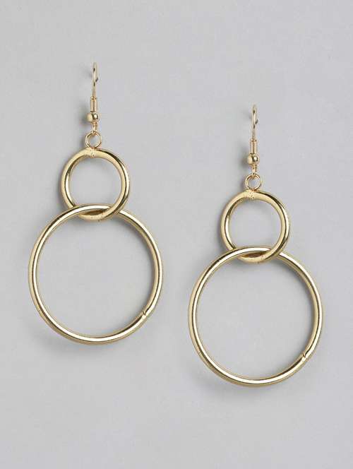 gold metal drop earrings - 21341460 - Very Small Image - 1