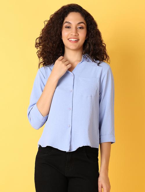 women solid collared cotton shirt - 21344473 - Very Small Image - 1