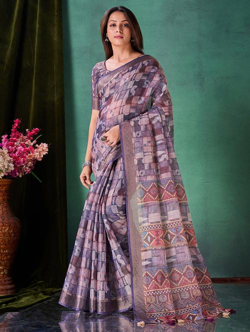 women printed saree with blouse - 21350802 - Very Small Image - 1
