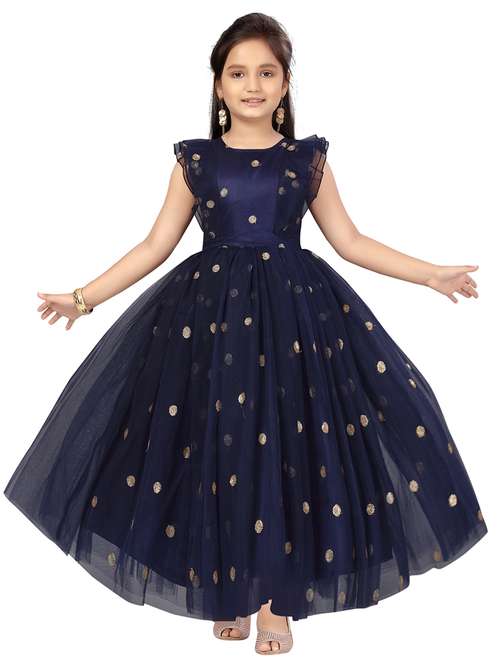 girls navy blue embellished gown - 21356466 - Very Small Image - 1