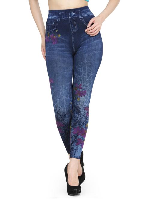 women blue floral printed jegging - 21370076 - Very Small Image - 1