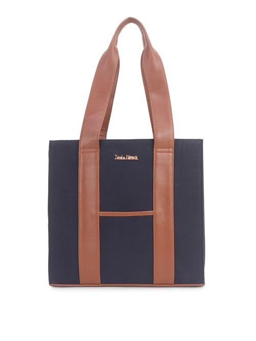 navy blue leatherette (pu) handbag - 21371421 - Very Small Image - 1