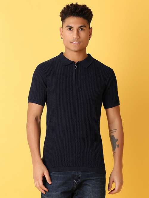 men polo neck solid short sleeve t-shirt - 21371942 - Very Small Image - 1