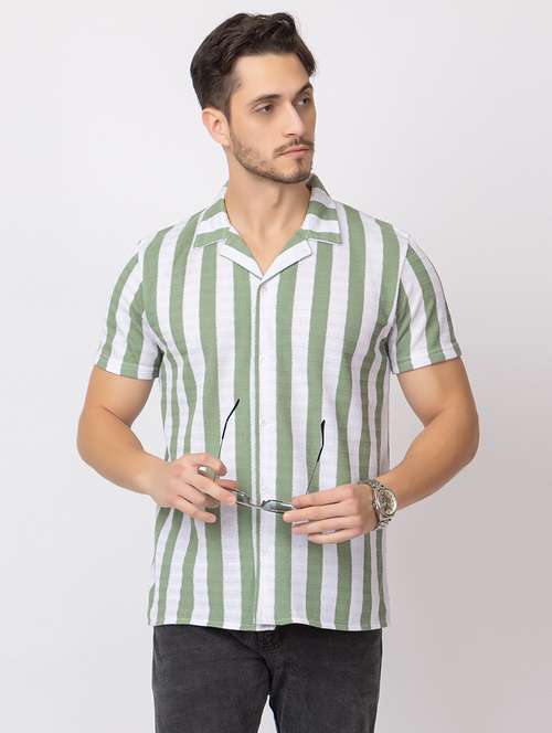 men stripes short sleeves casual shirt - 21374420 - Very Small Image - 1