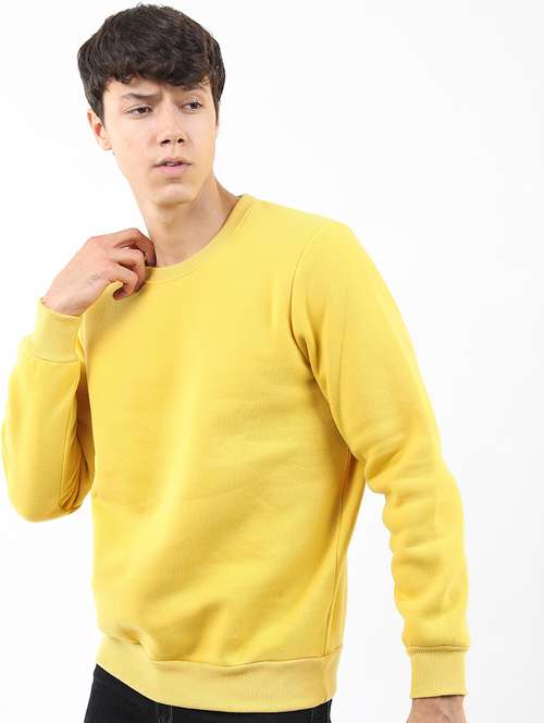 men solid round neck pullover sweatshirt - 21375033 - Very Small Image - 1