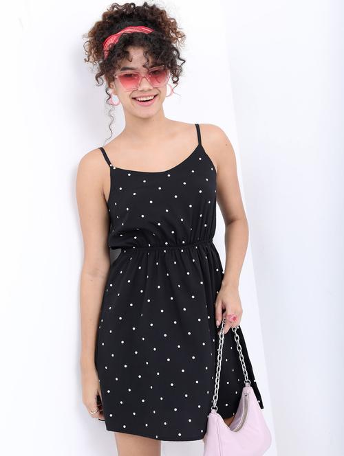 black polka dot a-line dress - 21376007 - Very Small Image - 1