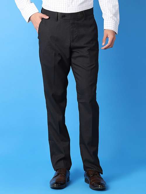 men solid flat front formal trouser - 21378321 - Very Small Image - 1