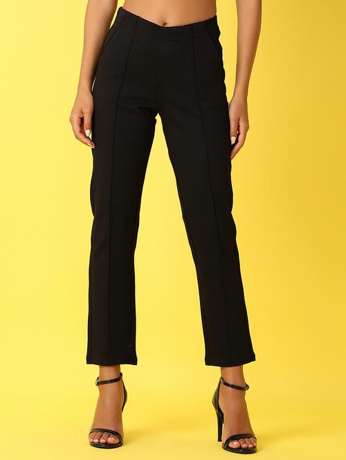 women solid high rise cigarette pants - 21382894 - Very Small Image - 1