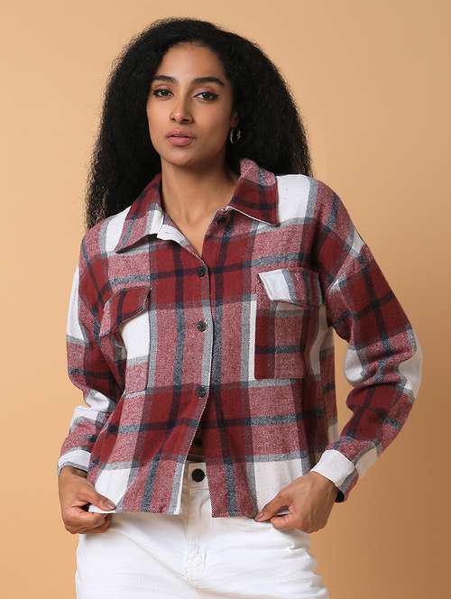 women maroon cotton oversized shirt - 21387561 - Very Small Image - 1