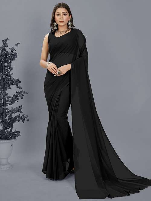 women plain casual wear saree with blouse - 21443866 - Very Small Image - 1