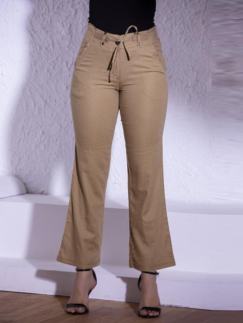 khaki solid bootcut trouser - 21459108 - Very Small Image - 1