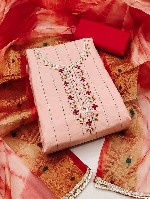 women embroidered unstitched suit set - 21467487 - Very Small Image - 1