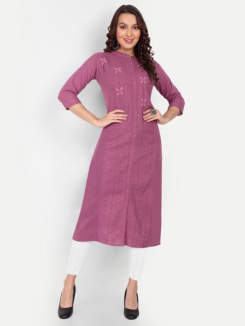 women three quarter sleeve straight kurta - 21482780 - Very Small Image - 1