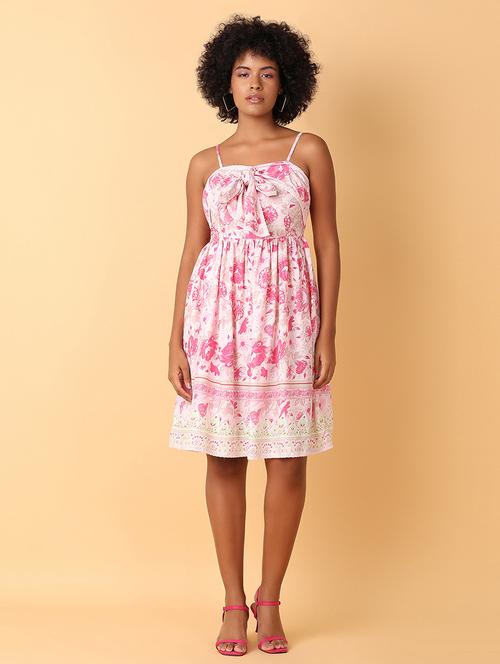 women pink rayon fit & flare dress - 21484892 - Very Small Image - 1