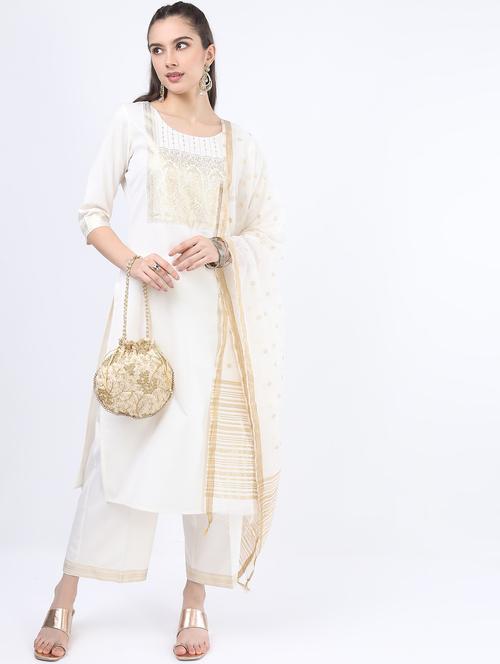 women white kurta palazzo set with dupatta - 21488411 - Very Small Image - 1