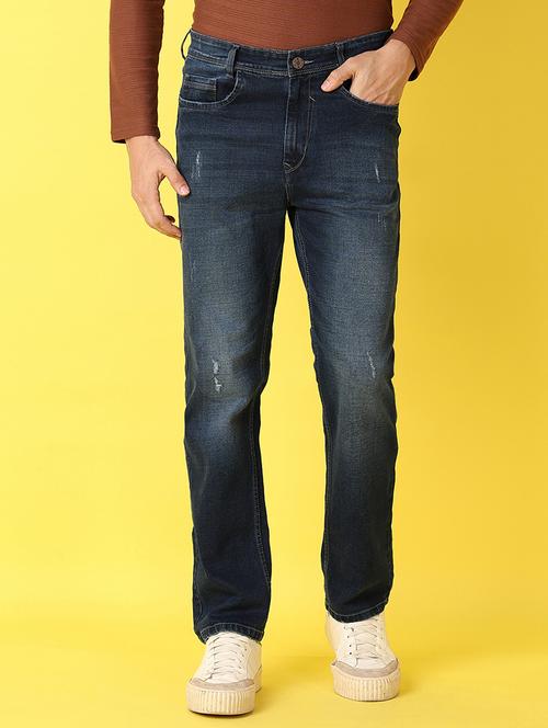 men mid rise distressed straight fit denim jeans - 21489427 - Very Small Image - 1