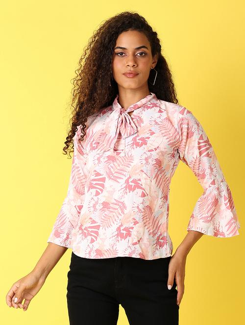 women pink printed regular top - 21490083 - Very Small Image - 1