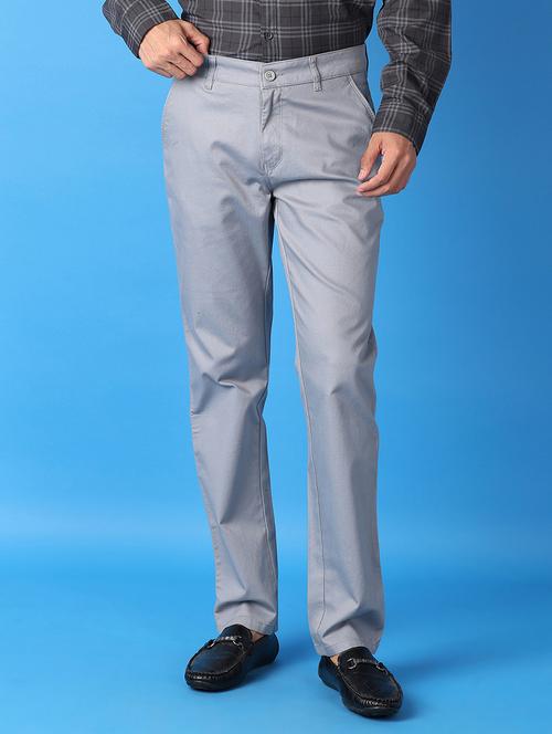 men blue solid chinos casual trouser - 21492802 - Very Small Image - 1