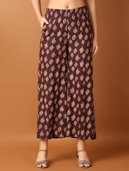 women brown printed palazzo - 21494467 - Very Small Image - 1