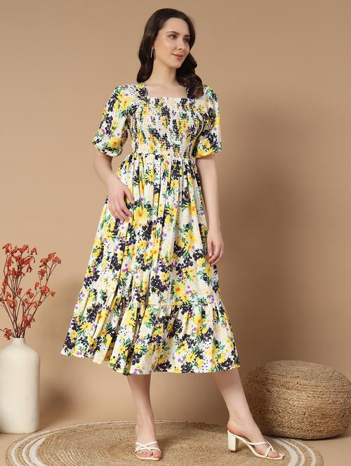women white crepe fit and flare dress - 21495044 - Very Small Image - 1