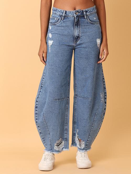 women solid mid rise baggy jean - 21495234 - Very Small Image - 1