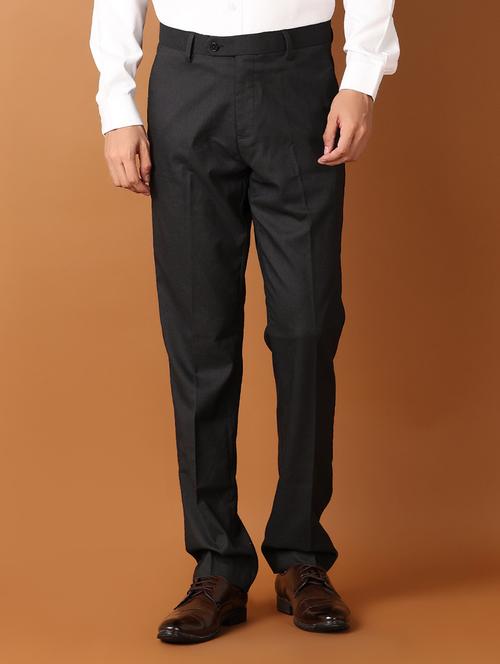 men self design flat front formal trouser - 21500963 - Very Small Image - 1