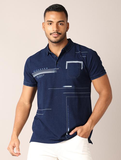 men polo neck front print t-shirt - 21501005 - Very Small Image - 1