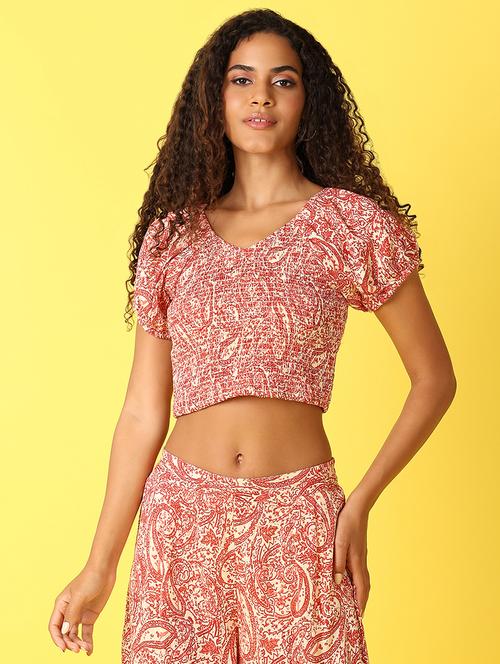 women orange printed crop top - 21503123 - Very Small Image - 1