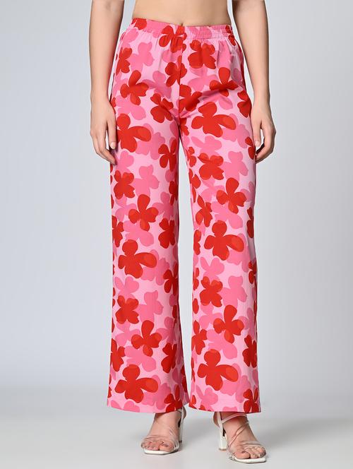 women pink crepe palazzo - 21513904 - Very Small Image - 1