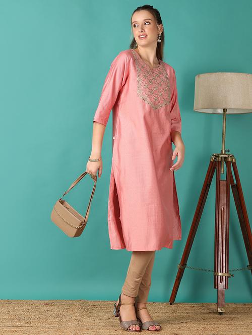 women embroidered three quarter sleeve straight kurta - 21527874 - Very Small Image - 1