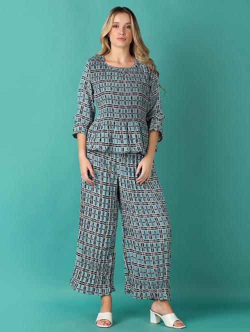 women printed top & palazzo co-ord set - 21558745 - Very Small Image - 1