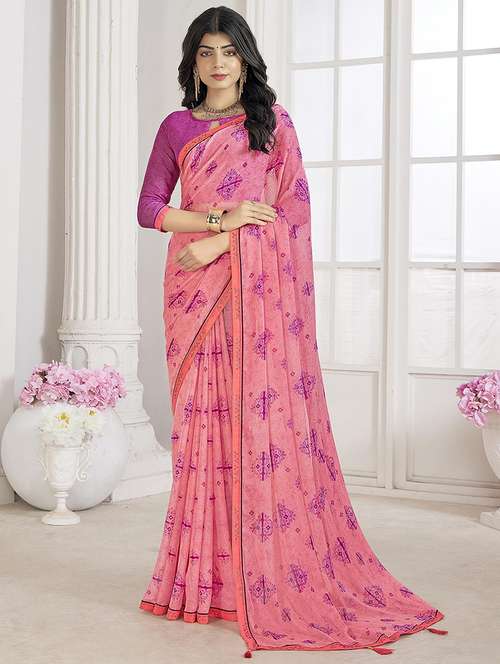 women printed embellished saree - 21567423 - Very Small Image - 1