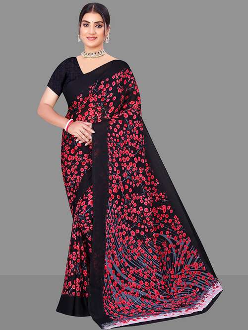 women floral printed saree - 21567554 - Very Small Image - 1