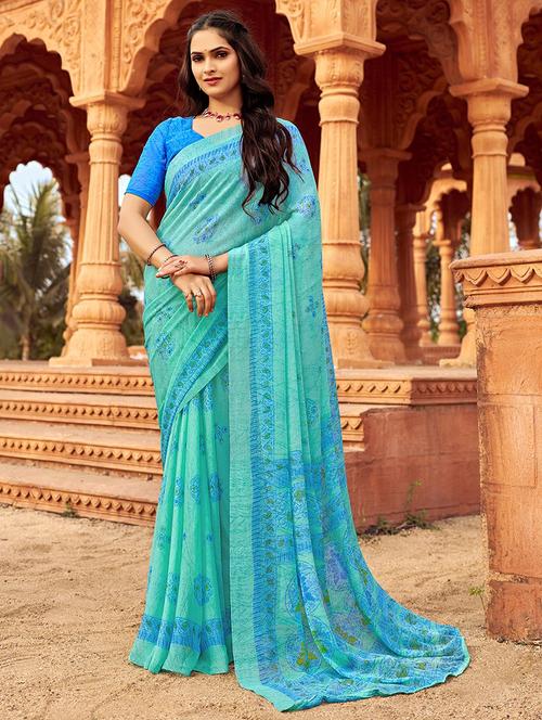 women light blue printed saree - 21567707 - Very Small Image - 1
