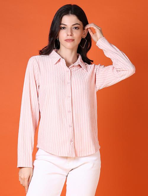 women pink stripe long sleeve shirt - 21580911 - Very Small Image - 1