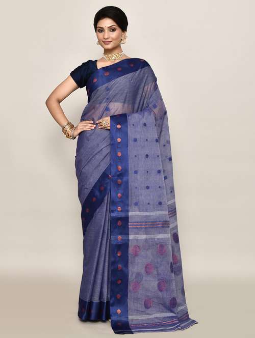 women polka dot handloom saree - 21583391 - Very Small Image - 1