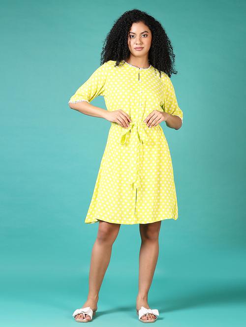 women polka dots printed a-line dress - 21628493 - Very Small Image - 1