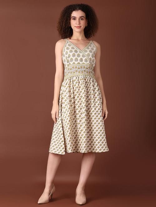 women off white floral a-line ethnic dress - 21628506 - Very Small Image - 1