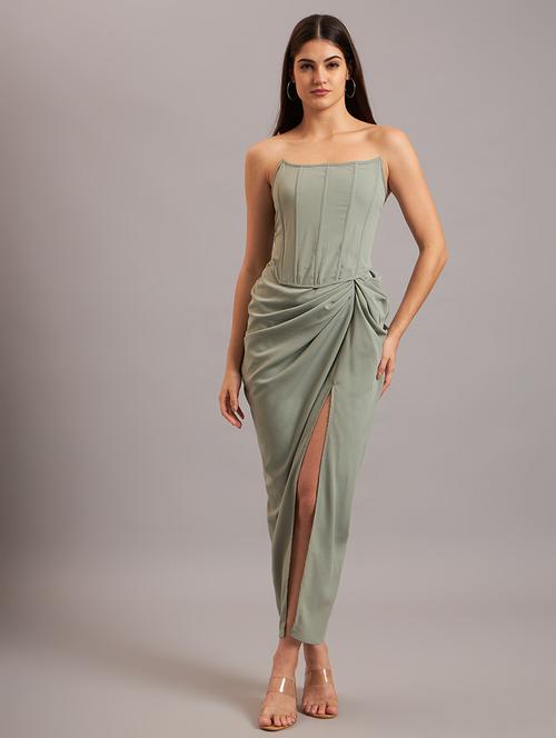 women solid ruched sleeveless dress - 21638502 - Very Small Image - 1