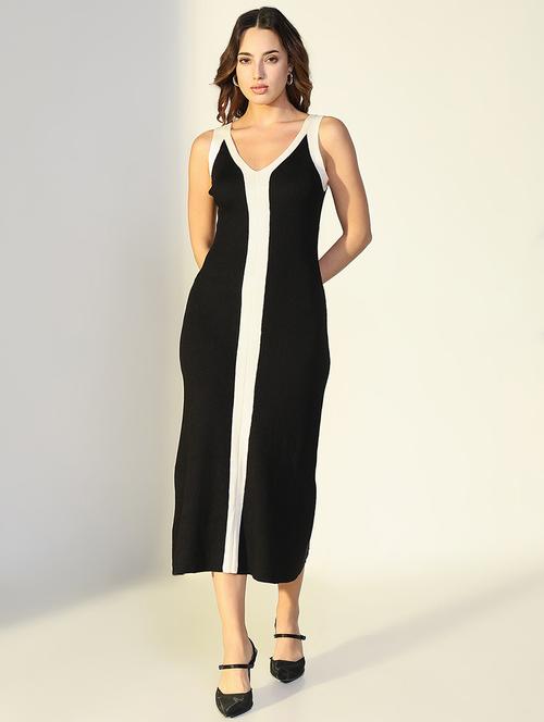 women color blocked shoulder strap sheath dress - 21643109 - Very Small Image - 1