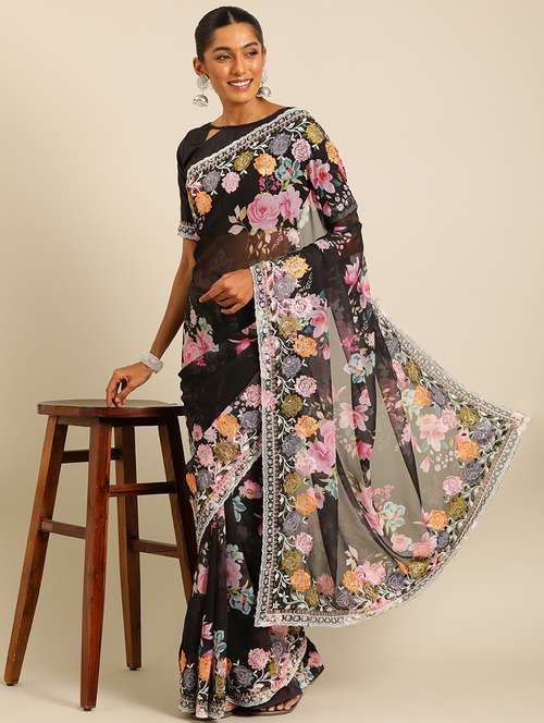 women floral printed saree with blouse - 21663935 - Very Small Image - 1