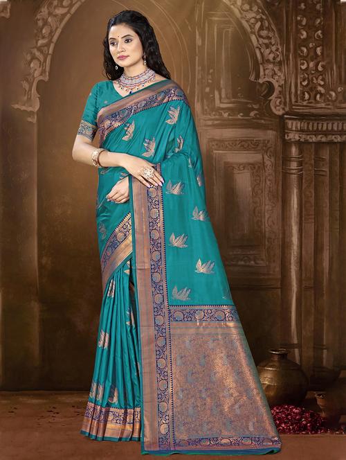women self design bordered saree with blouse - 21671206 - Very Small Image - 1