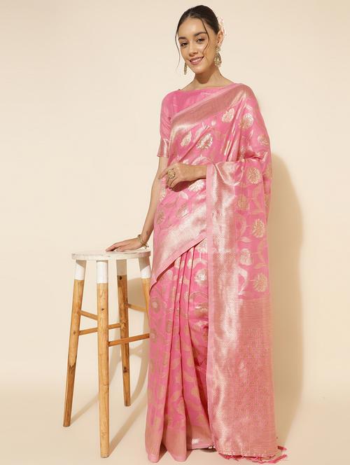 women self design chanderi saree with blouse - 21678672 - Very Small Image - 1