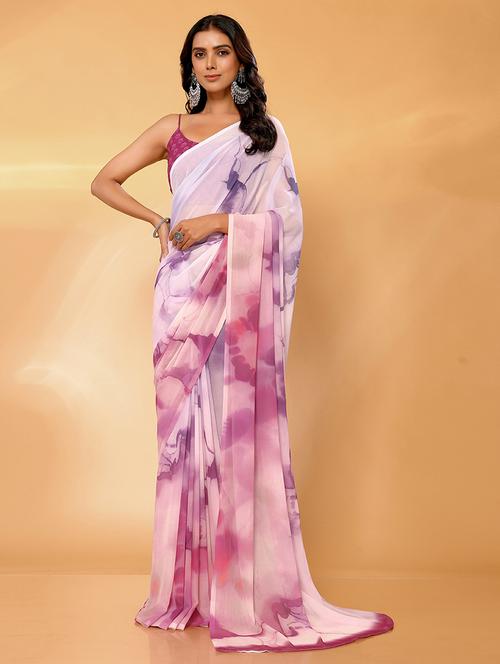 women tie & dye printed saree with blouse - 21678839 - Very Small Image - 1