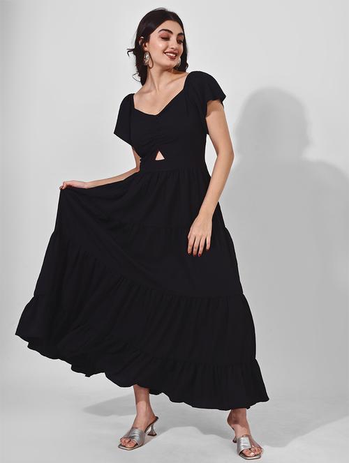 women solid sweatheart neck tiered dress - 21697944 - Very Small Image - 1