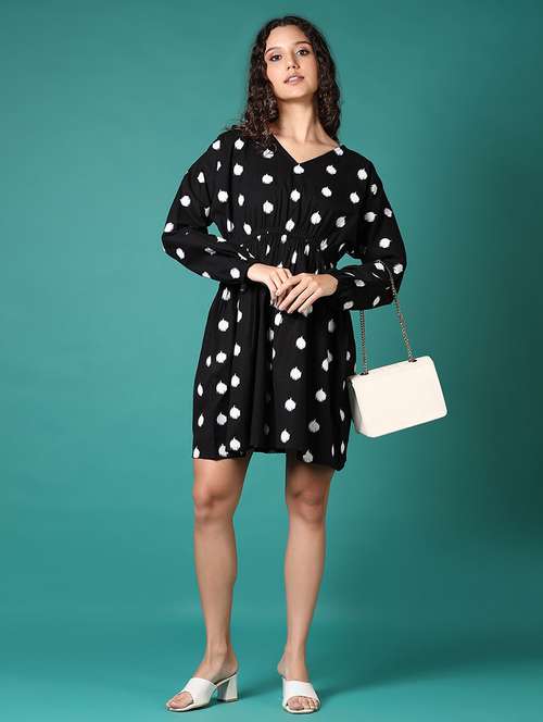 women printed long sleeves a-line dress - 21705620 - Very Small Image - 1