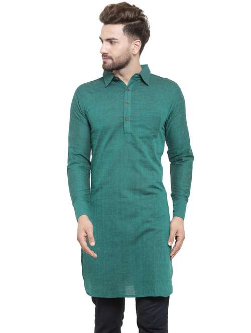 men long sleeves solid pathani kurta - 21712197 - Very Small Image - 1